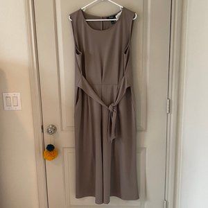 Petite Cropped Wide Leg Jumpsuit with Tie Waist